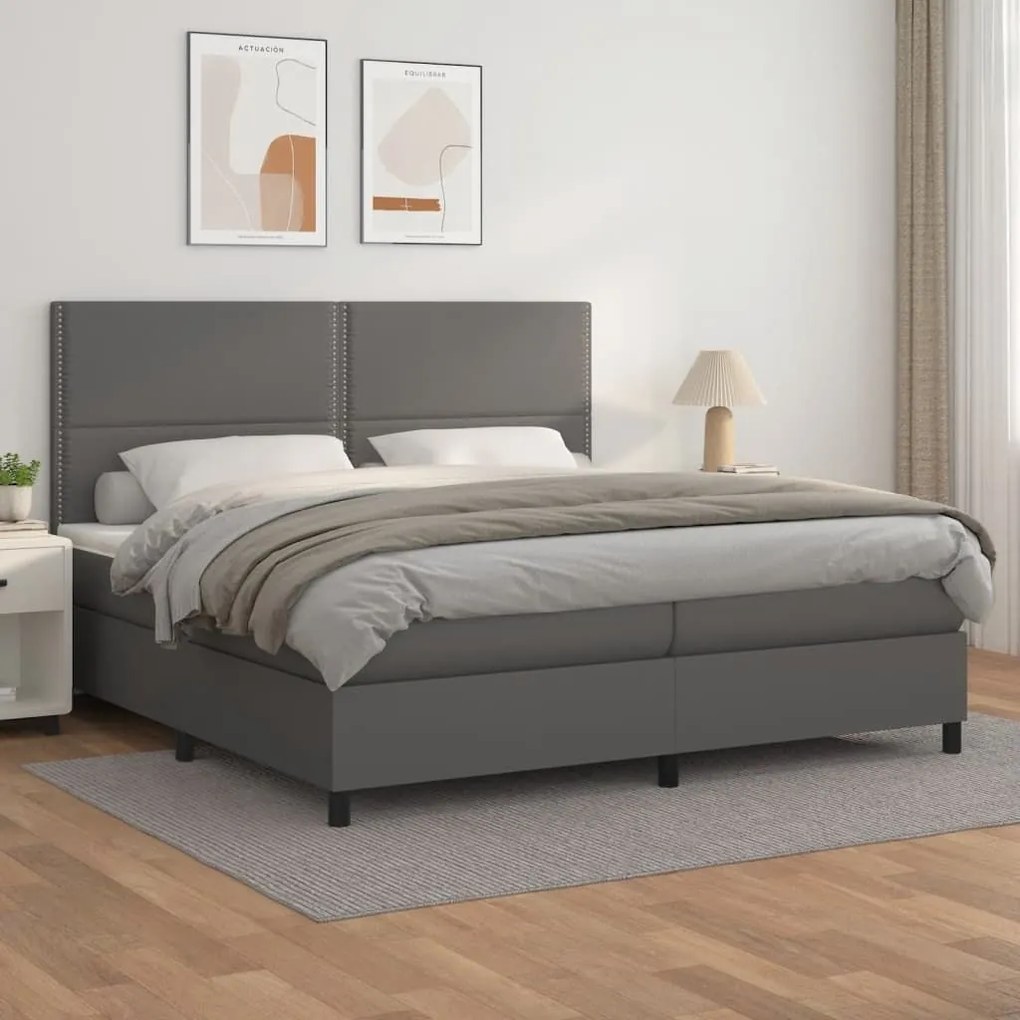 ΚΡΕΒΑΤΙ BOXSPRING ΜΕ ΣΤΡΩΜΑ ΓΚΡΙ 200X200 ΕΚ. ΣΥΝΘΕΤΙΚΟ ΔΕΡΜΑ 3142807