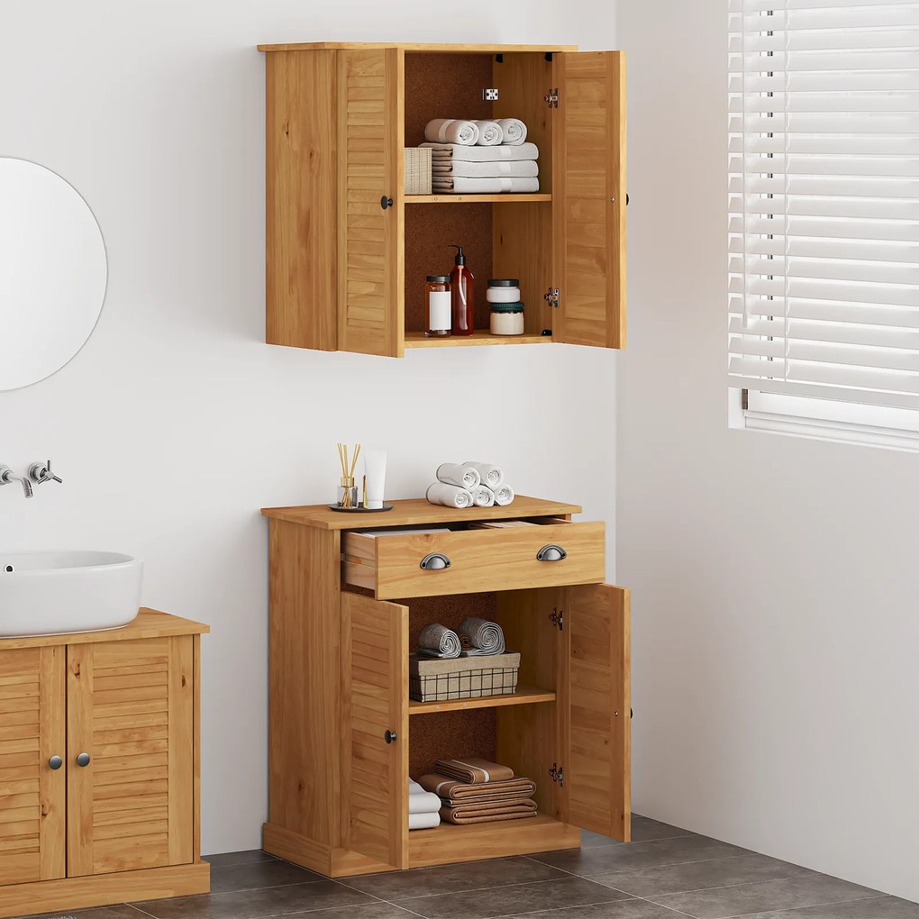 vidaXL Σετ Επίπλων Μπάνιου με συρτάρι 2 pcs Καφέ 67.5 x 34 x 80 εκ