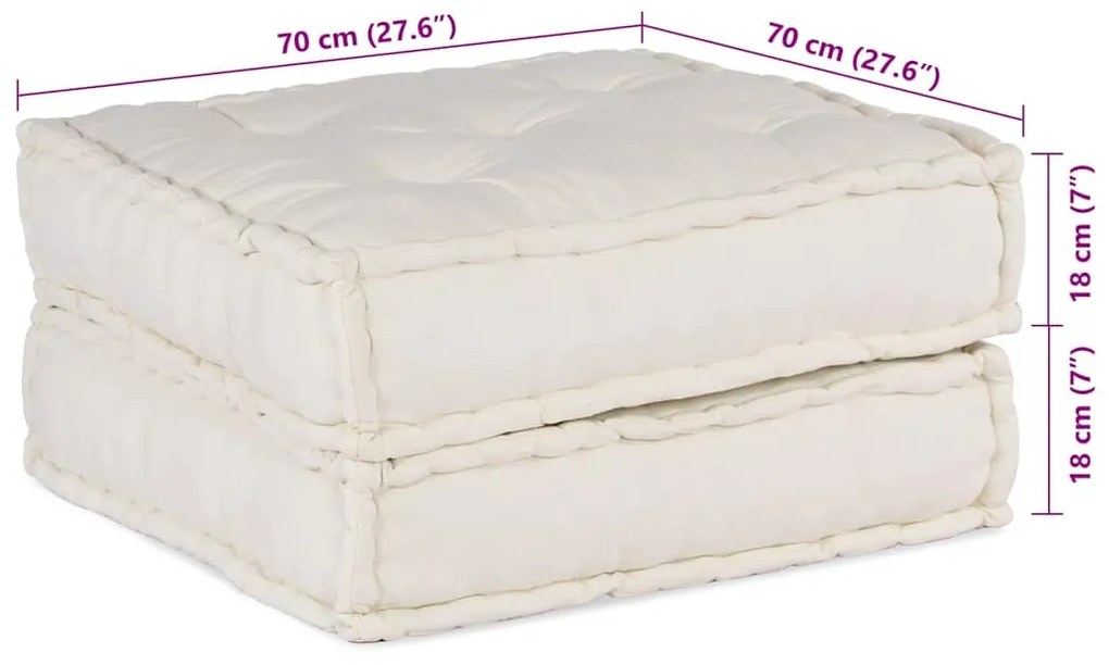 Modular Pouffe Cream 70x70x36 ύφασμα - Κρεμ