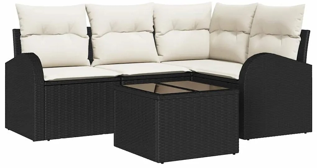 vidaXL Σετ Καναπέ Κήπου με μαξιλάρι 5 pcs Μαύρο Πολυ ράταν
