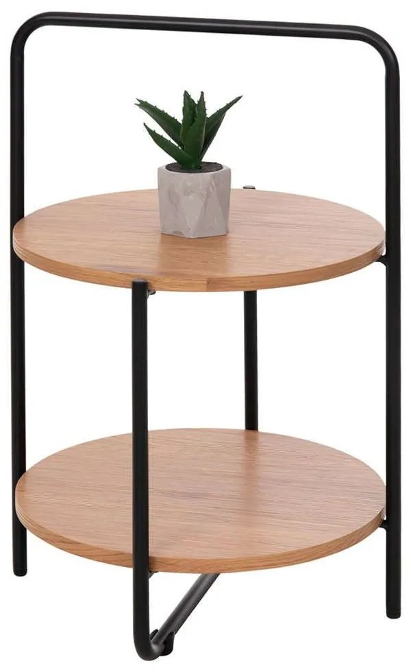 Τραπέζι Βοηθητικό Sylo HM9618.01 Φ44x66cm Natural-Black Mdf, Metal