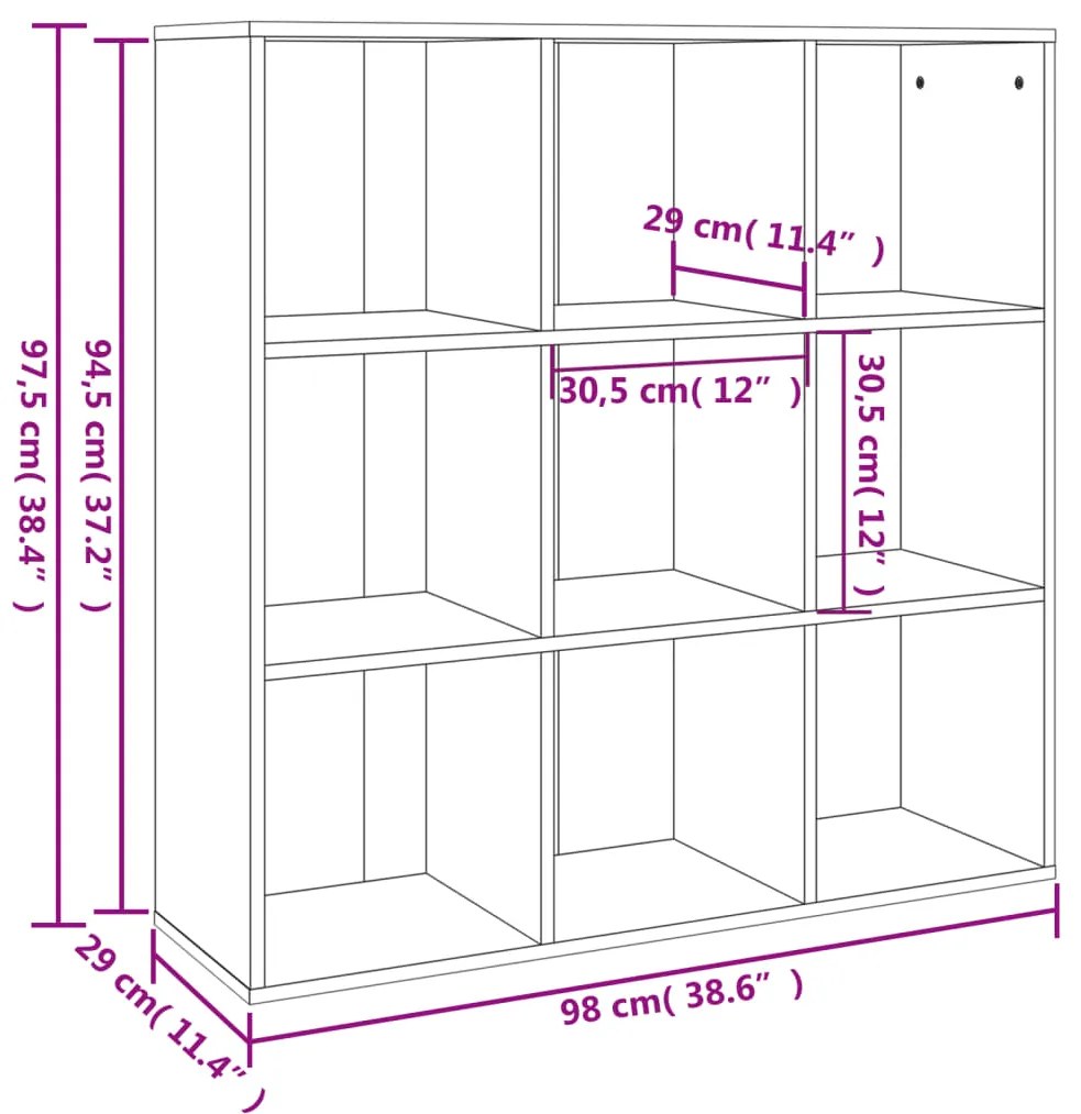 vidaXL Βιβλιοθήκη Καπνιστή Δρυς 98 x 29 x 97,5 εκ.