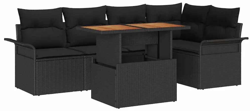vidaXL Σετ Καναπέ Κήπου με αποθήκευση 6 pcs Μαύρο Πολυ ράταν