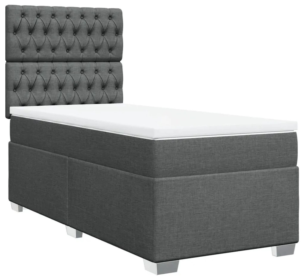 vidaXL Κρεβάτι Boxspring με Στρώμα Σκούρο Γκρι 100x200 εκ. Υφασμάτινο