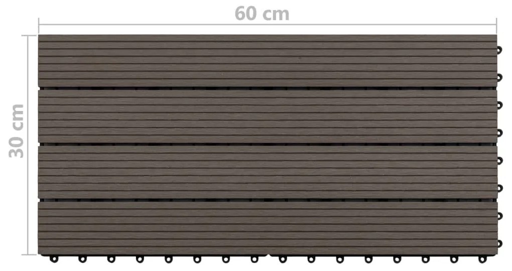 vidaXL Πλακάκια Deck 6 τεμ. Σκούρο Καφέ 60 x 30 εκ. 1,08 μ² από WPC