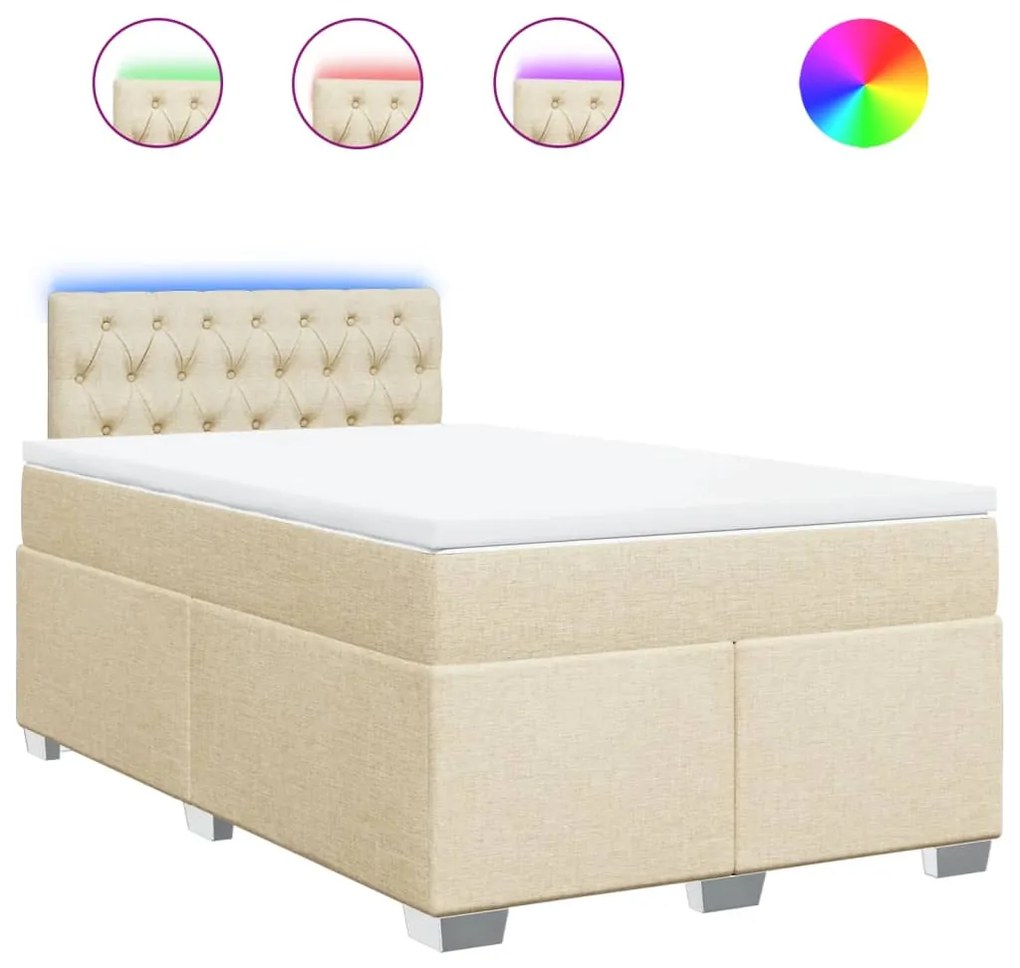 ΚΡΕΒΑΤΙ BOXSPRING ΜΕ ΣΤΡΩΜΑ ΚΡΕΜ 120X190 ΕΚ. ΥΦΑΣΜΑΤΙΝΟ 3288139