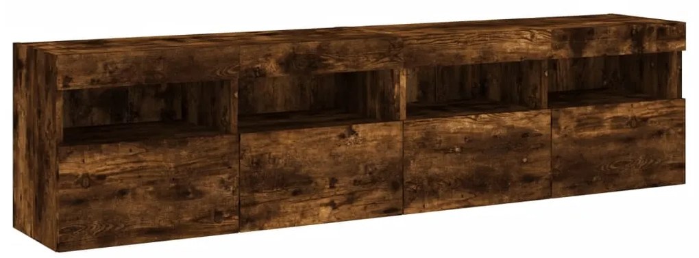 vidaXL Έπιπλα Τοίχου Τηλεόρασης LED 2 Τεμ. Καπνιστή Δρυς 80x30x40 εκ.