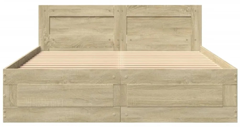 vidaXL Πλαίσιο Κρεβατιού με Κεφαλάρι Sonoma Δρυς 135x190εκ. Επεξ. Ξύλο