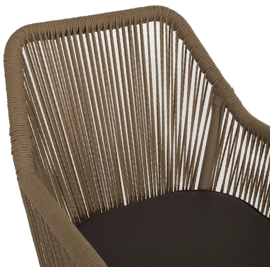 Καρέκλα - Πολυθρόνα C5855.02 Ανθρακί Αλουμινίου με Μπέζ Wicker Σχοινί 56x66x82 εκ. 56x66x82 εκ.