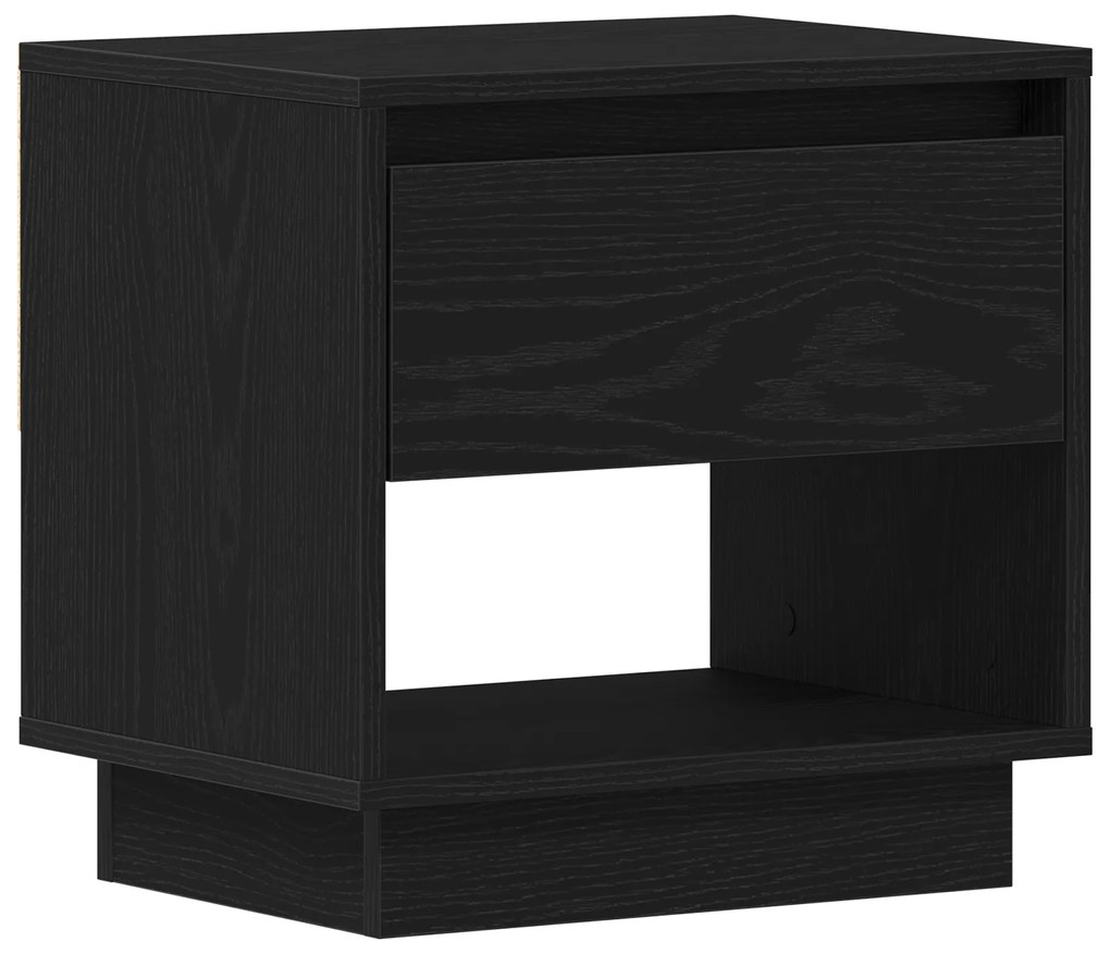vidaXL Κομοδίνο Μαύρο Δρυς 45x34x48 εκ Επεξεργασμένο Ξύλο