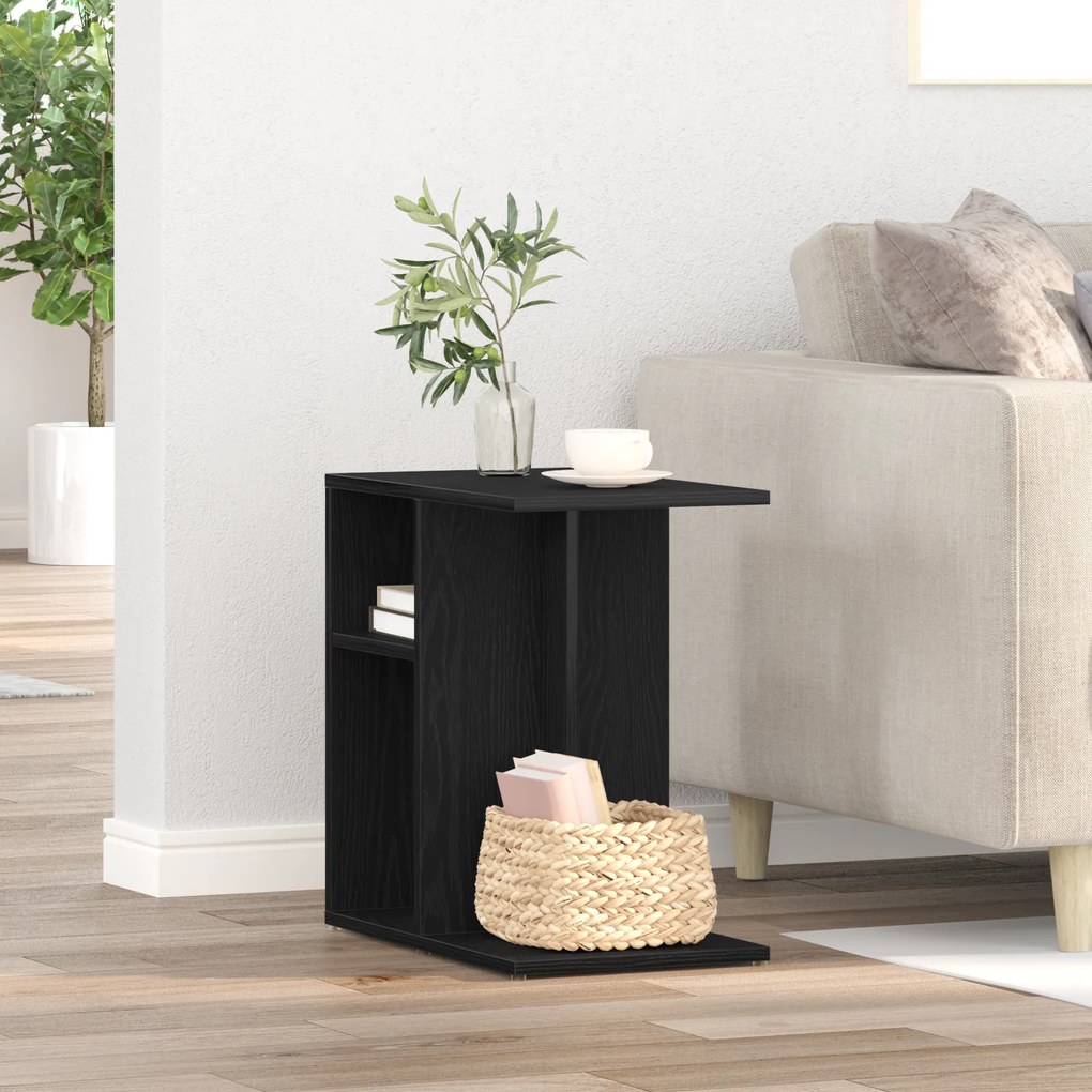 vidaXL Μαύρο Δρυς Πλευρικό Τραπέζι 50x30x50 εκ. Από ξύλο
