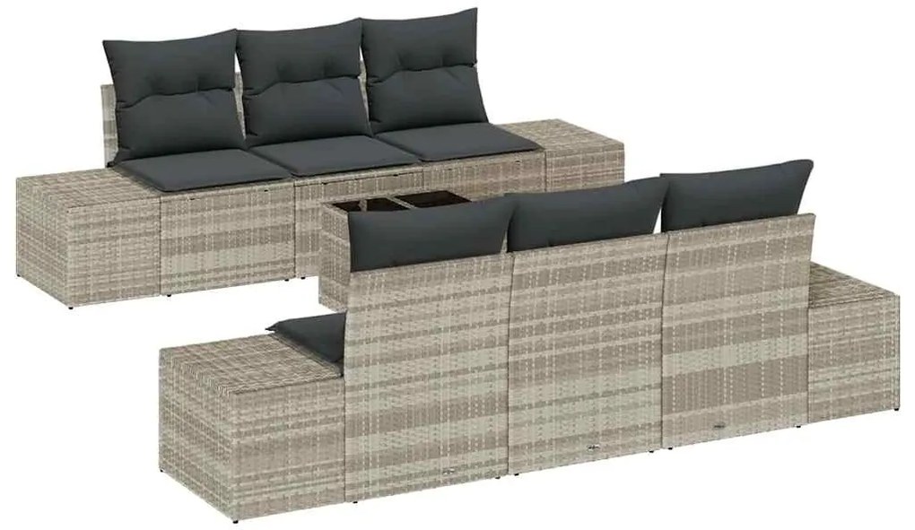 vidaXL Σετ Καναπέ Κήπου 7 pcs Ανοιχτό γκρι Πολυ ράταν