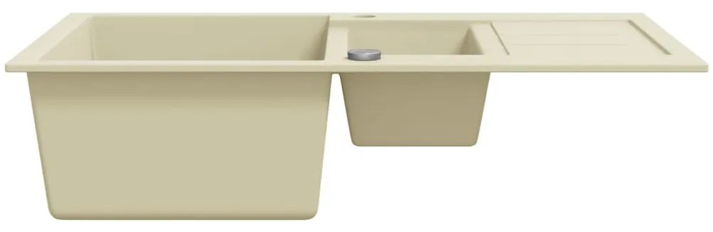 vidaXL Νεροχύτης με Διπλή Γούρνα Μπεζ Γρανιτένιος