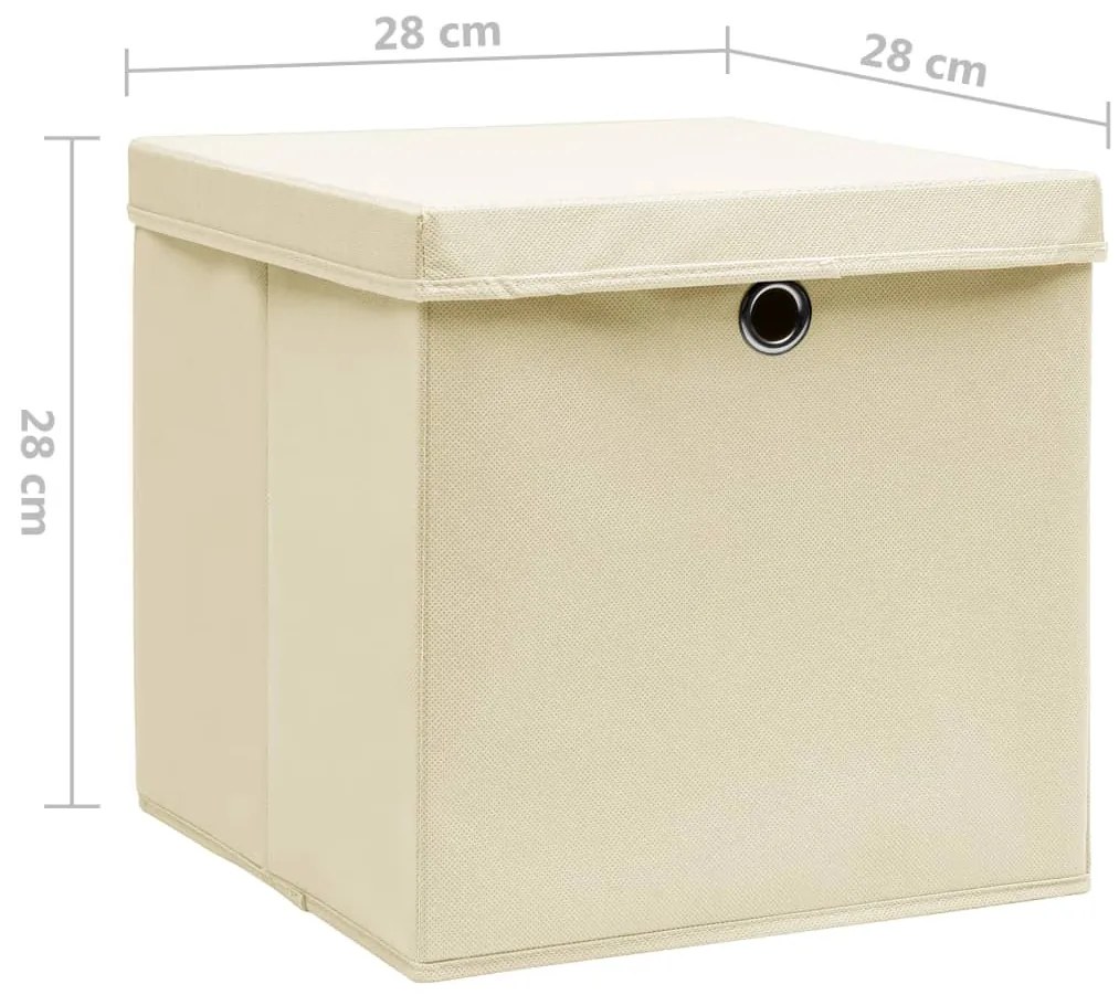 vidaXL Κουτιά Αποθήκευσης με Καπάκια 10 τεμ. Κρεμ 28 x 28 x 28 εκ.