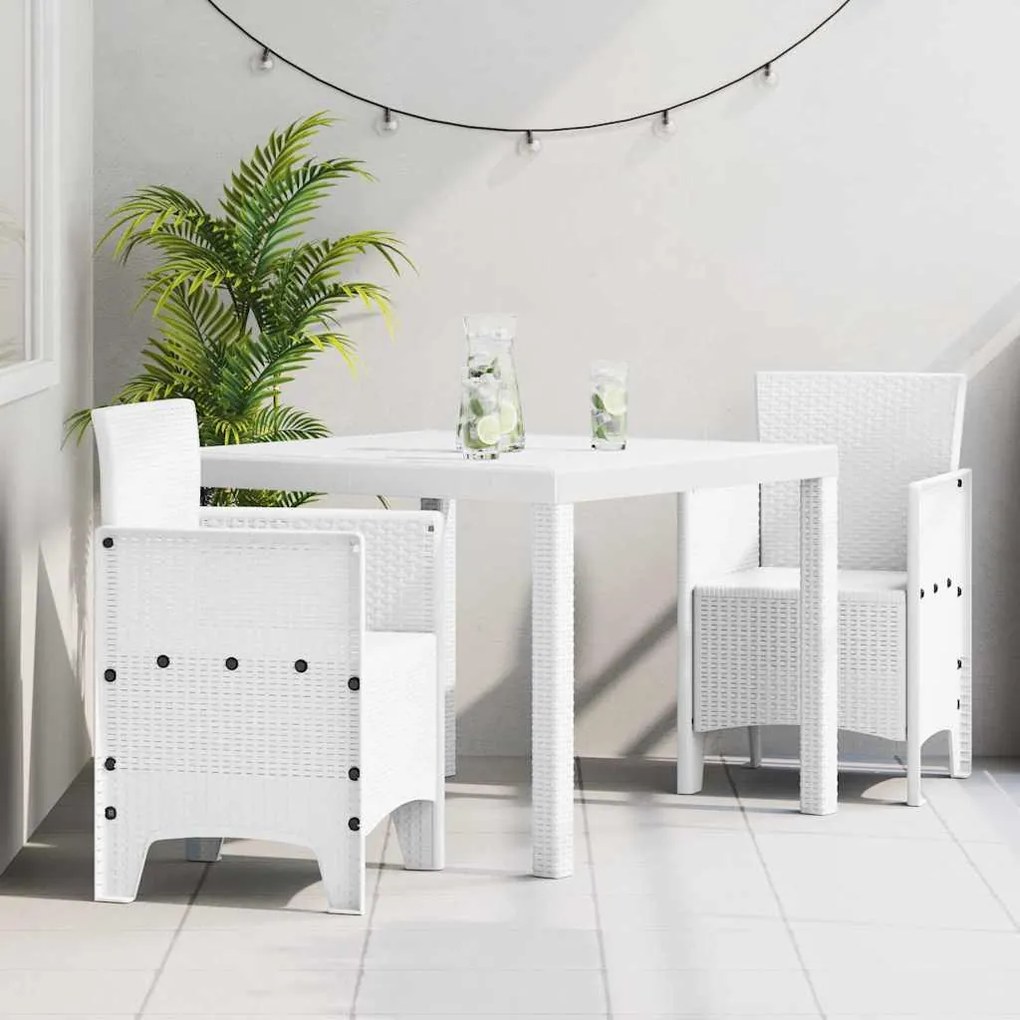 vidaXL Σέτ φαγητού για κήπο 3 pcs Λευκό Rattan Polt