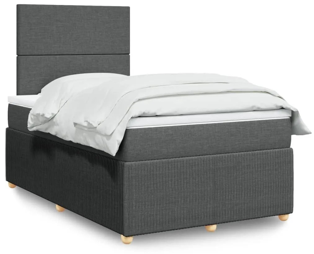 ΚΡΕΒΑΤΙ BOXSPRING ΜΕ ΣΤΡΩΜΑ ΣΚΟΥΡΟ ΓΚΡΙ 120X190 ΕΚ ΥΦΑΣΜΑΤΙΝΟ 3294289