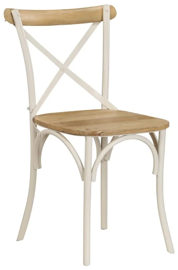 Καρέκλες με Χιαστί Πλάτη 2 τεμ. Λευκές από Μασίφ Ξύλο Μάνγκο - Λευκό