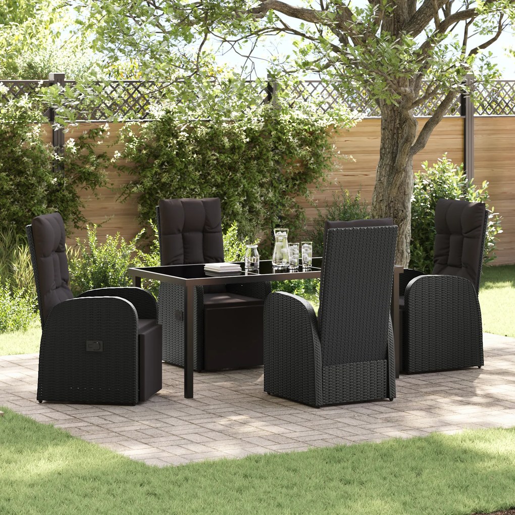 vidaXL Ρυθμιζόμενες Καρέκλες Κήπου 5 pcs Μαύρο 160 x 80 x 73 εκ