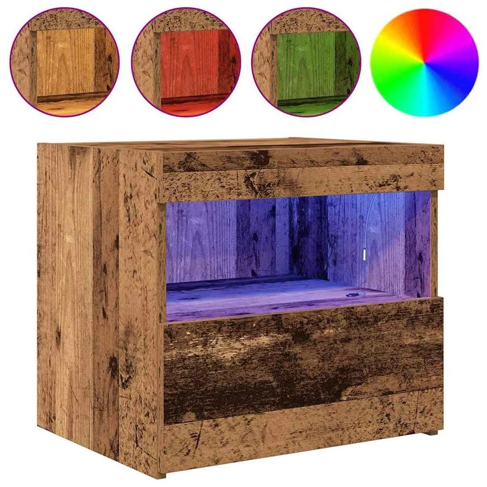 vidaXL Κομοδίνο 2 pcs Παλαιό ξύλο 50 x 40 x 45 cm Επεξεργασμένο ξύλο