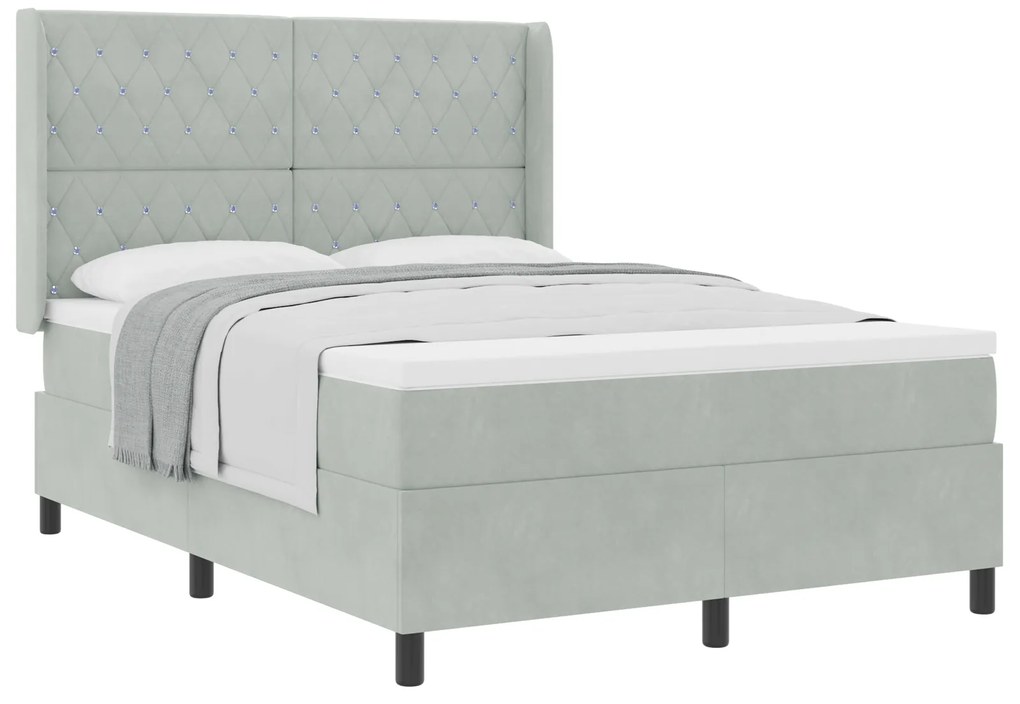 vidaXL Κρεβάτι με Στρώμα Light Grey 140x190 cm Βελούδο