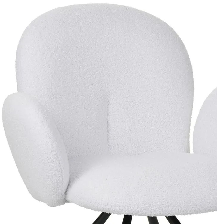 Καρέκλα - Πολυθρόνα Garzele Inart λευκό μπουκλέ ύφασμα-πόδι μαύρο μέταλλο 68x66x82.5εκ 68x66x82.5 εκ.