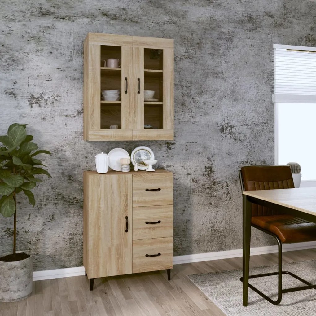 vidaXL Ντουλάπι Sonoma δρυς 69,5 x 34 x 180 εκ. από Επεξεργασμένο Ξύλο