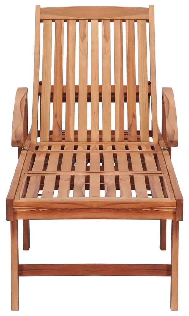 vidaXL Ξαπλώστρα από Μασίφ Ξύλο Teak με Πράσινο Μαξιλάρι