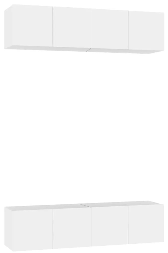 vidaXL Έπιπλα Τηλεόρασης 4 τεμ. Λευκά 60 x 30 x 30 εκ. από Επεξ. Ξύλο