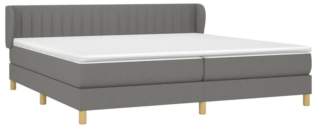 Κρεβάτι Boxspring με Στρώμα Σκούρο Γκρι 200x200 εκ. Υφασμάτινο - Γκρι