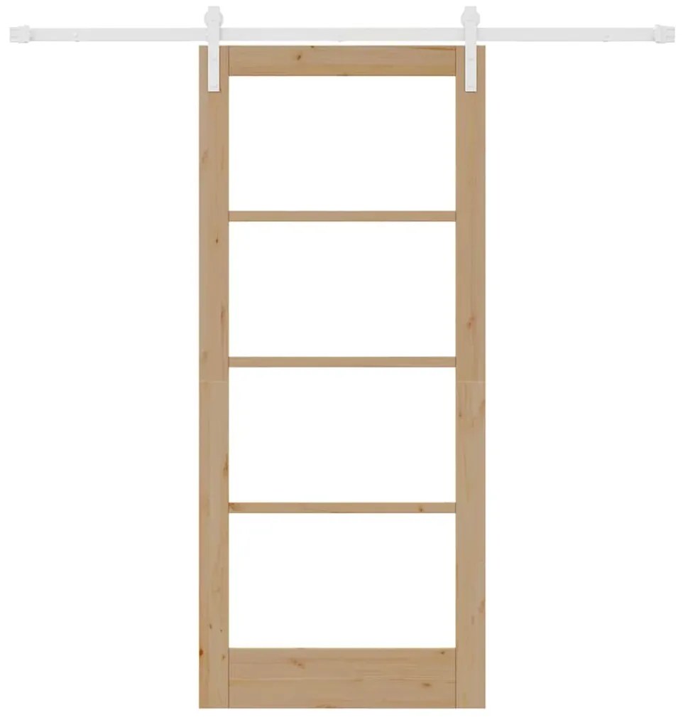 vidaXL Συρόμενη Πόρτα Καφέ 86 x 198.5 cm Μασίφ ξύλο πεύκου