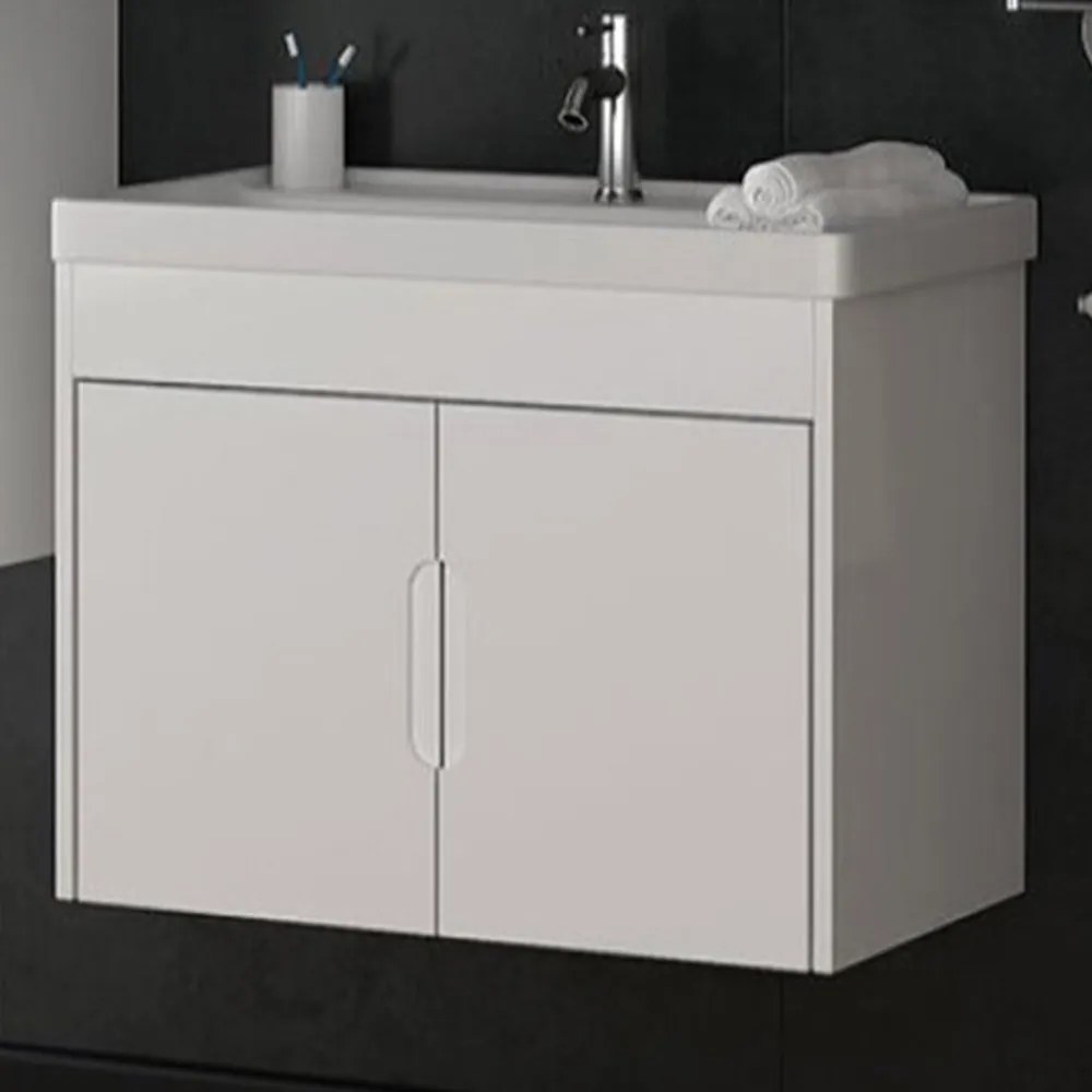 Έπιπλο Μπάνιου Πάγκος Με Νιπτήρα Ada 80 S3BADA080WHM 80x45x55/80×45cm White Κεραμικό,Mdf