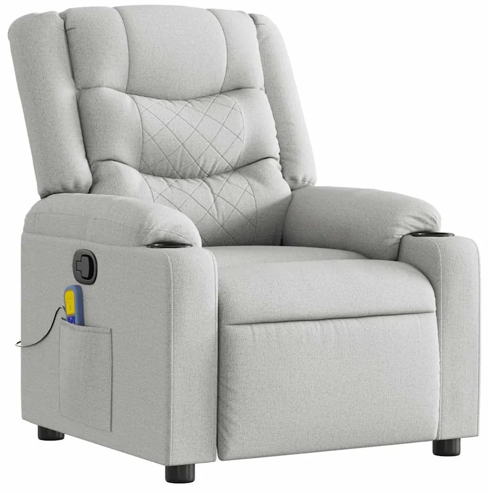 vidaXL καρέκλα ανάκλισης μασάζ Cloud Grey Fabric