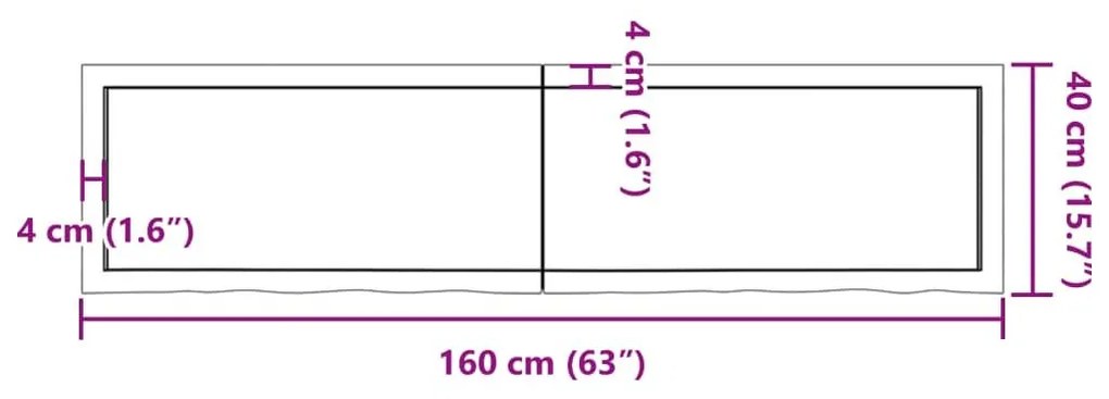 Πάγκος Μπάνιου Σκούρο Καφέ 160x40x(2-4) εκ. Επεξεργ. Μασίφ Ξύλο - Γκρι