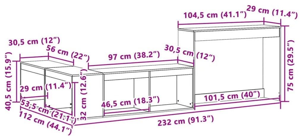 ΚΟΜΟΔΙΝΟ ΜΕ ΓΡΑΦΕΙΟ ΛΕΥΚΟ 232X112X75 ΕΚ. ΑΠΟ ΜΑΣΙΦ ΞΥΛΟ ΠΕΥΚΟΥ 855760