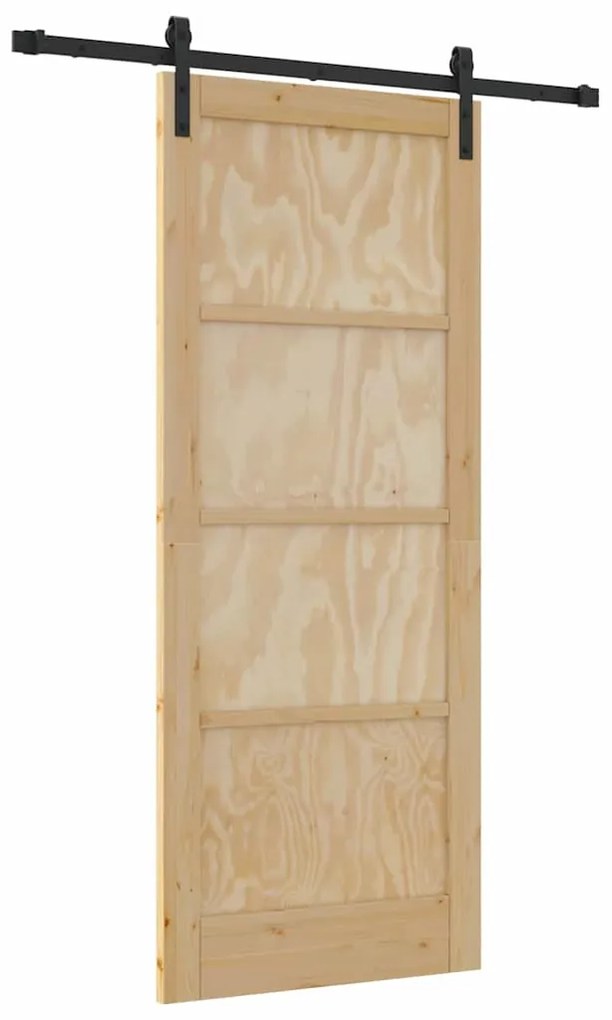 vidaXL Συρόμενη Πόρτα Καφέ 83 x 202 εκ. Στερεά ξυλεία πεύκου