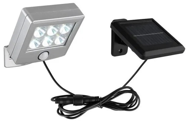 Ηλιακός Προβολέας 6xLED 0,5W Ασημί ΙΡ44 Ανιχνευτής Κίνησης 36493 Globo Lighting-36493-Ασημί 36493
