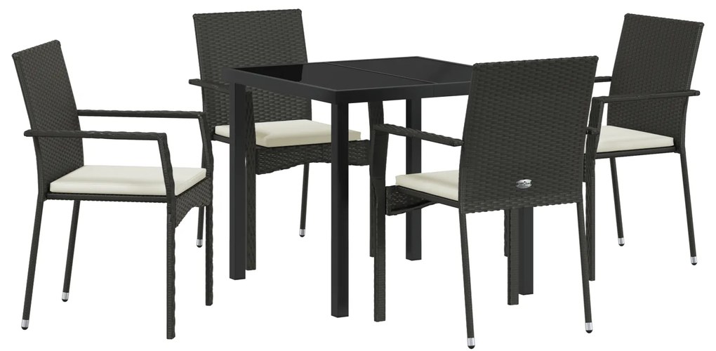 vidaXL Σετ Τραπεζαρίας Κήπου 5 pcs Μαύρο 80 x 80 x 73 εκ PE Ρατάν