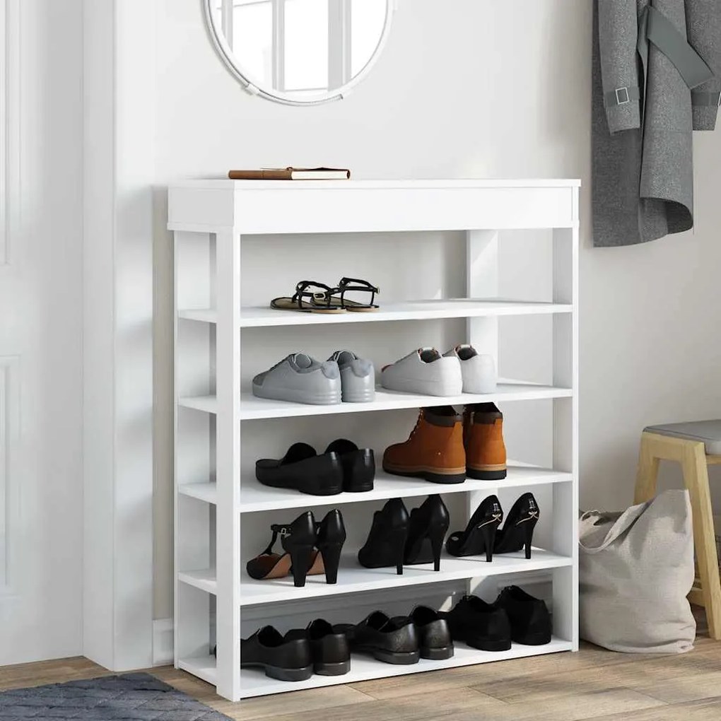Ράφι παπουτσιών Λευκό 80x30x98 cm Κατασκευασμένο ξύλο - Λευκό