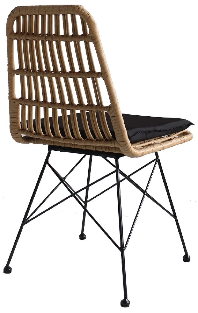 ΚΑΡΕΚΛΑ ΚΗΠΟΥ ARTELIBRE ALFONSE ΦΥΣΙΚΟ/ΜΑΥΡΟ ΜΕΤΑΛΛΟ/RATTAN 47X62X81CM