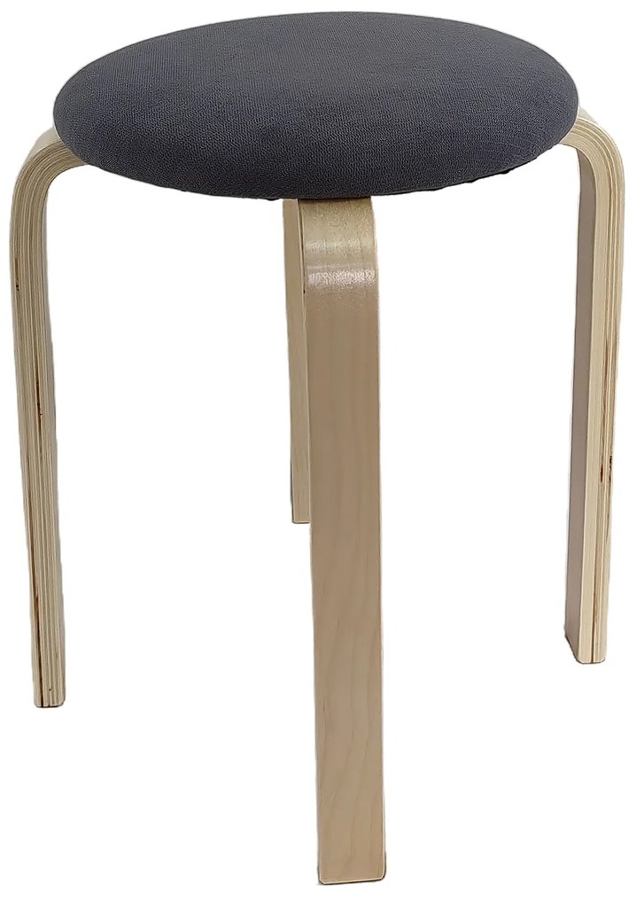 Σκαμπό ArteLibre MILOA Γκρι-Φυσικό Ύφασμα-Ξύλο 42x42x45cm