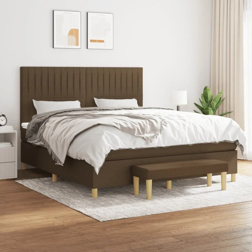 ΚΡΕΒΑΤΙ BOXSPRING ΜΕ ΣΤΡΩΜΑ ΣΚΟΥΡΟ ΚΑΦΕ 160X200 ΕΚ ΥΦΑΣΜΑΤΙΝΟ 3137328