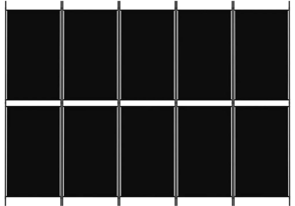 vidaXL Διαχωριστικό Δωματίου με 5 Πάνελ Μαύρο 250x180 εκ. από Ύφασμα
