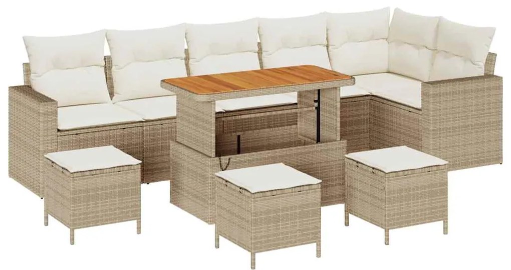 vidaXL Σετ Καναπέ Κήπου 10 pcs Μπεζ συνθετικό ρατάν