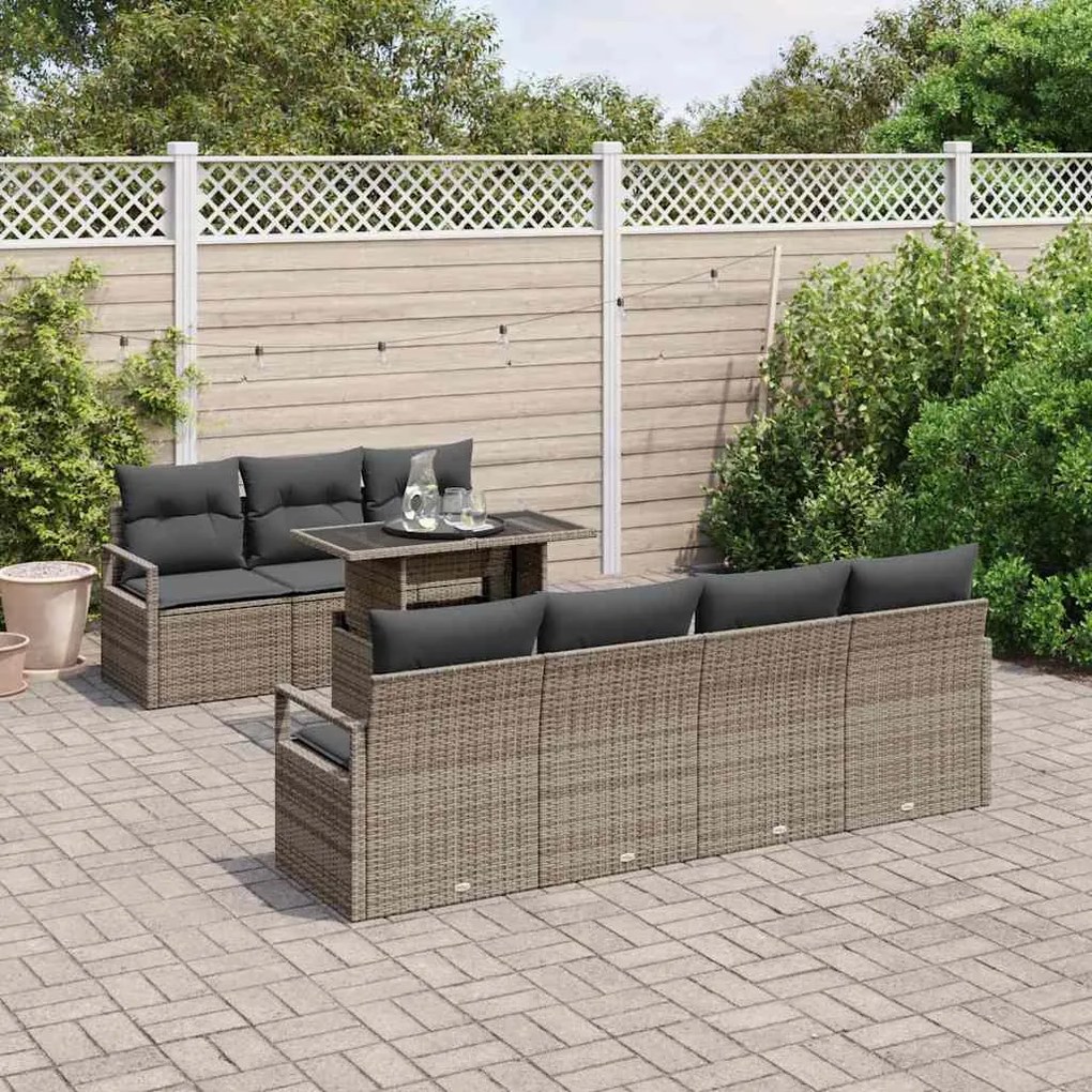 vidaXL Σετ Καναπέ Κήπου με μαξιλάρι 8 pcs Γκρι 100 x 55 x 73 εκ