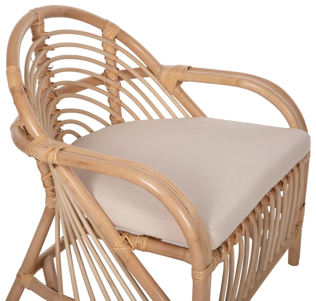 Καρέκλα - Πολυθρόνα FEMUR C9837 Φυσικό Rattan με Λευκό Μαξιλάρι 72x66x75Υεκ. 72x66x75 εκ.