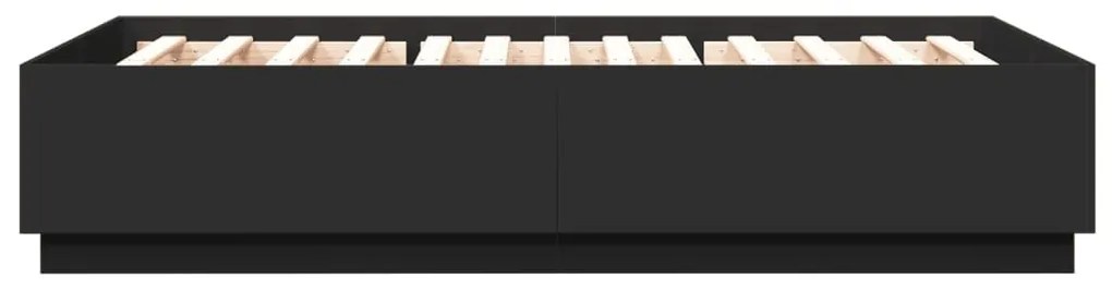 Πλαίσιο Κρεβατιού με Φώτα LED Μαύρο 140x200 εκ. Επεξ. Ξύλο - Μαύρο