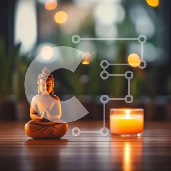 Intra Συλλεκτικό Ξύλινο Παζλ Plywood 4mm - Άγαλμα και κερί του Βούδα για διαλογισμό και χαλάρωση Σε Ξύλινο Κουτί - Διαστάσεις Puzzle: 10x10 cm – 25 κομμάτια