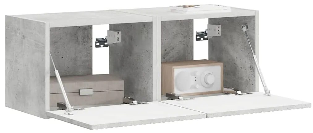 vidaXL Ντουλάπι Τηλεόρασης Τοίχου 2 pcs Σκυρόδεμα 60 x 31 x 29.5 εκ