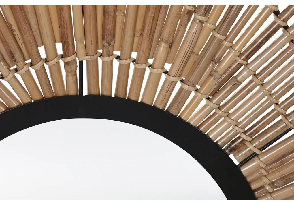 Τοίχο καθρέφτη DKD Home Decor Μαύρο Φυσικό Bali 63 x 1,5 x 92 cm
