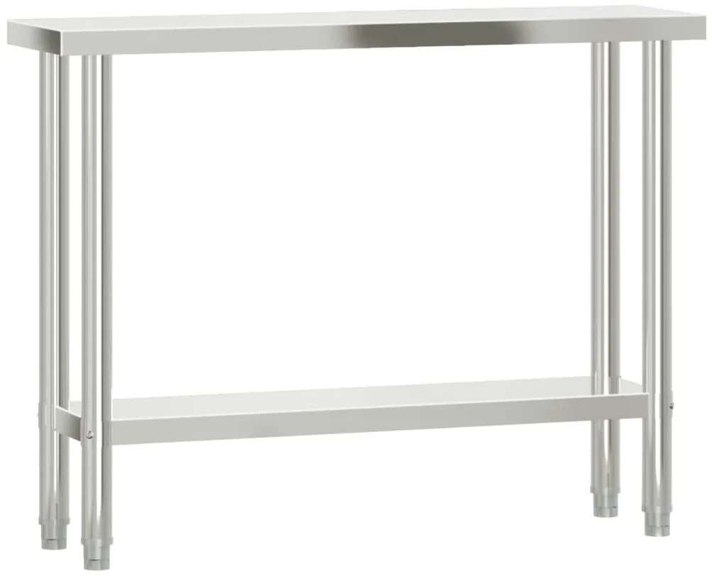 vidaXL Πάγκος Εργασίας Κουζίνας με Ράφι 110x30x120 εκ. Ανοξείδ. Ατσάλι